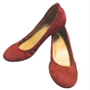 Nine West Burgundy Suede Ballet Flats Size 8